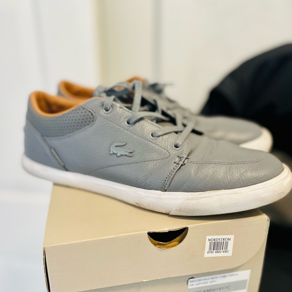 Lacoste Men's Gray Leather Sneakers